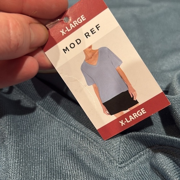 Mod Ref - Women's V-Neck Puff Sleeve Shirt, Size XL. Light Blue. NWT - Picture 8 of 13